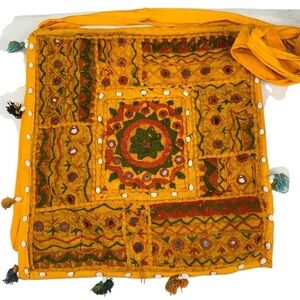 Womens Purse Yellow Handcrafted Banjara Bag Embroidered Tassels Beaded